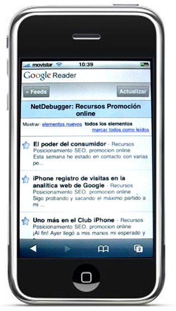 iPhone Google Reader lector de feeds RSS