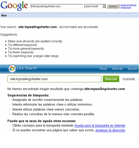 Resultados Yahoo, Althweb y Altavista